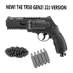 T4E HDR/TR50 GEN2 CUSTOM HOME DEFENSE CARBINE EDITION .50 Caliber Co2 Revolver- Up To 22 JOULES 600fps - Rubber/Riot Ball  Black - Starter Package!