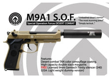 Load image into Gallery viewer, SOCOM GEAR FULL METAL SOF M9 GAS BLOW BACK WITH GEMTECH - BLK
